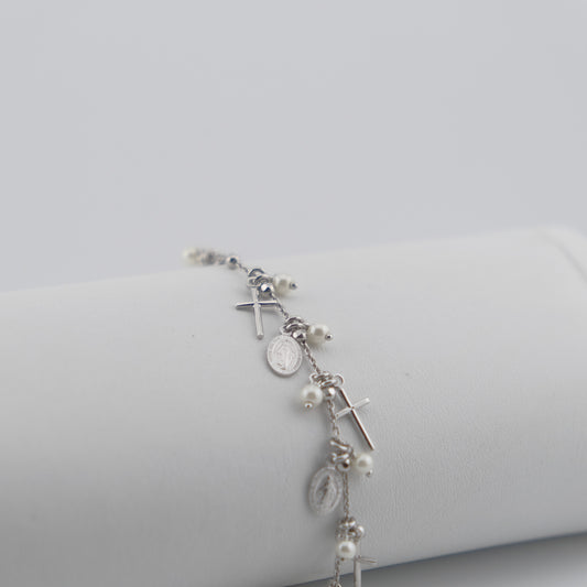 MM Cross Pearl Bracelet