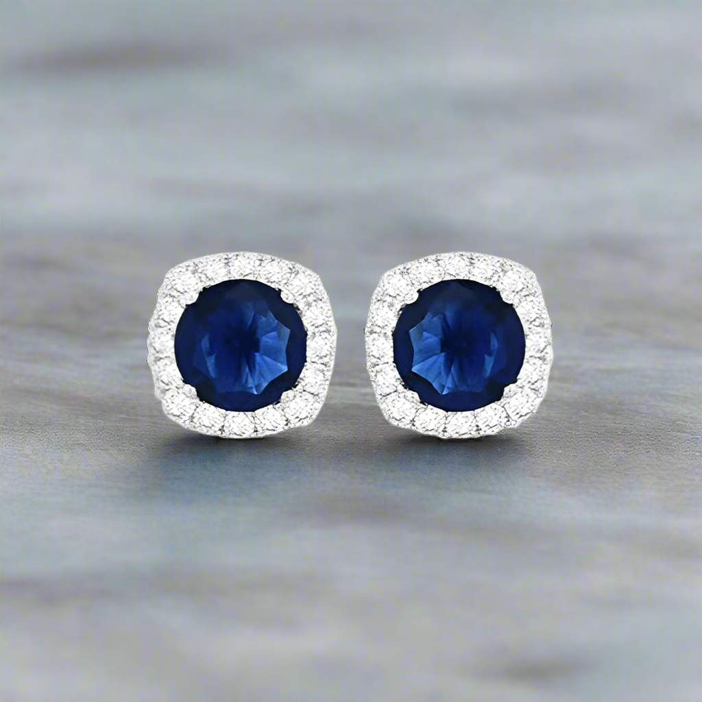 Cz Blue Cushion Cluster