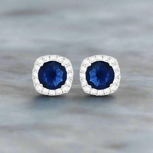 Cz Blue Cushion Cluster