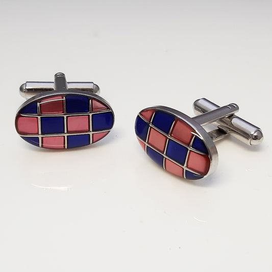 Pink Blue Enamel Grid