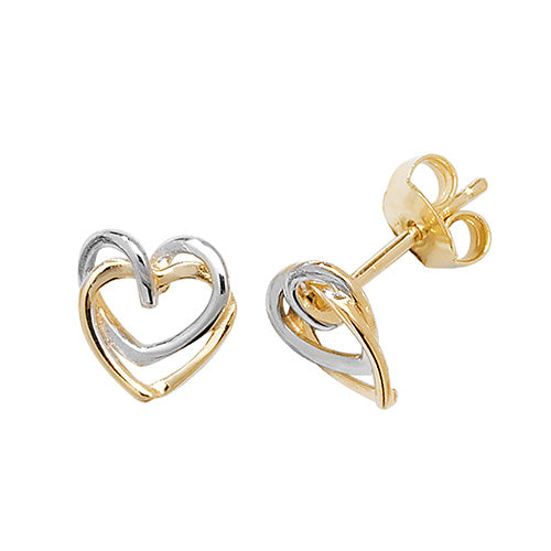 9ct Open Heart Y/W Stud