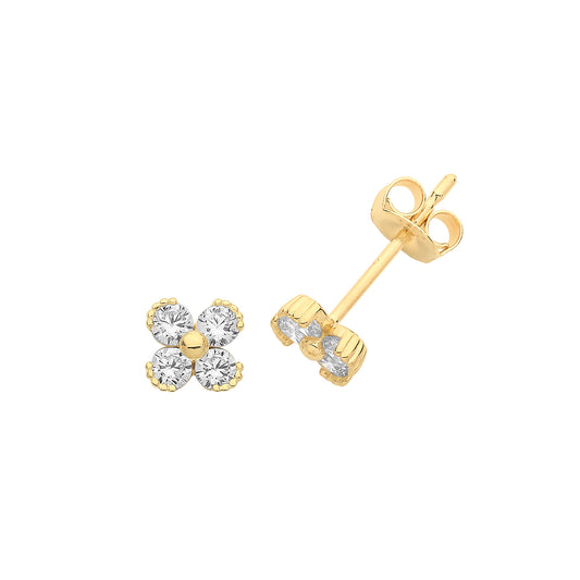 9ct 4 CZ petals