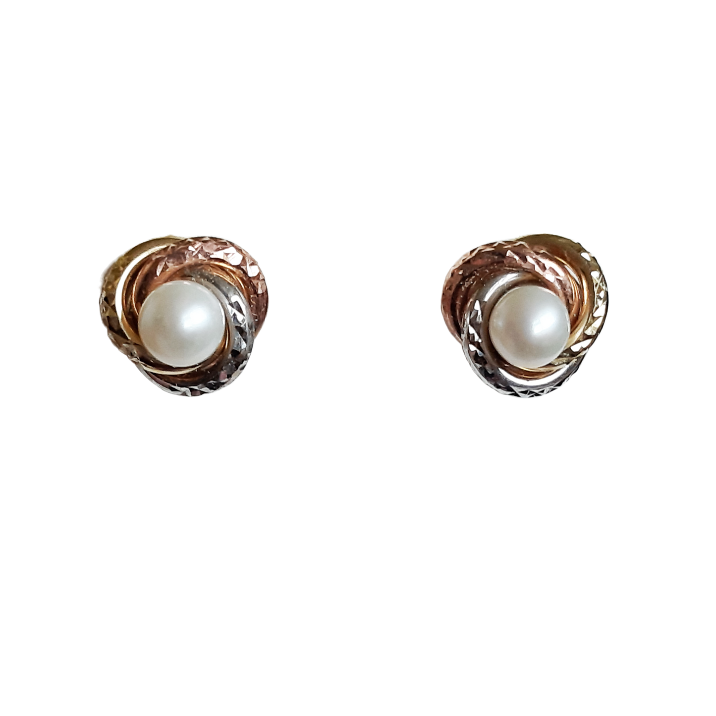 9ct 4mm Pearl In 3Tone Knot