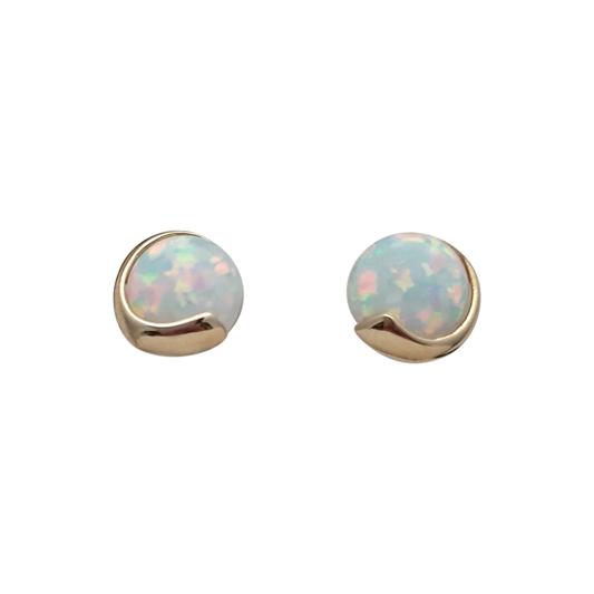 9ct Round Opal Studs