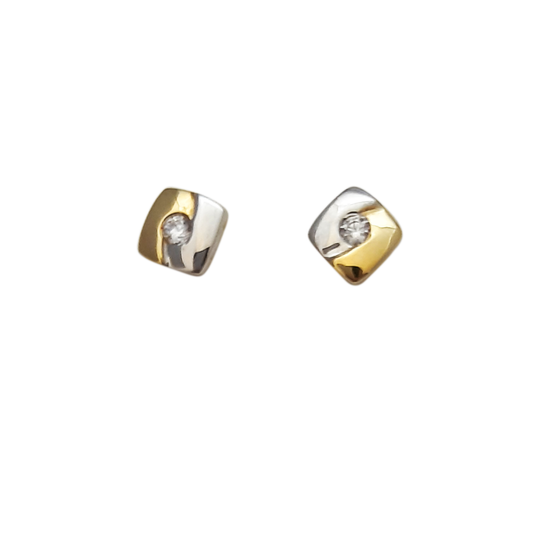 9ct Cz 2Tone Square