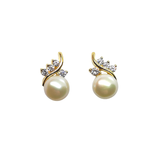 9ct 6mm Pearl CZ Design