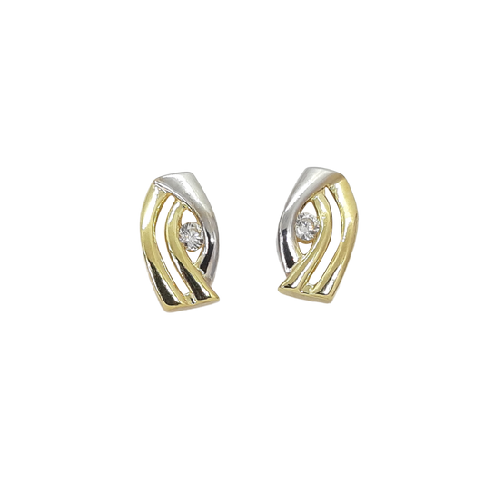 9ct 2tone CZ lines