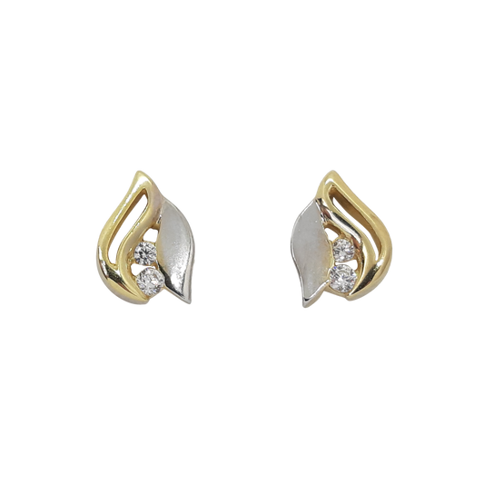 9ct 2tone leaf CZ design
