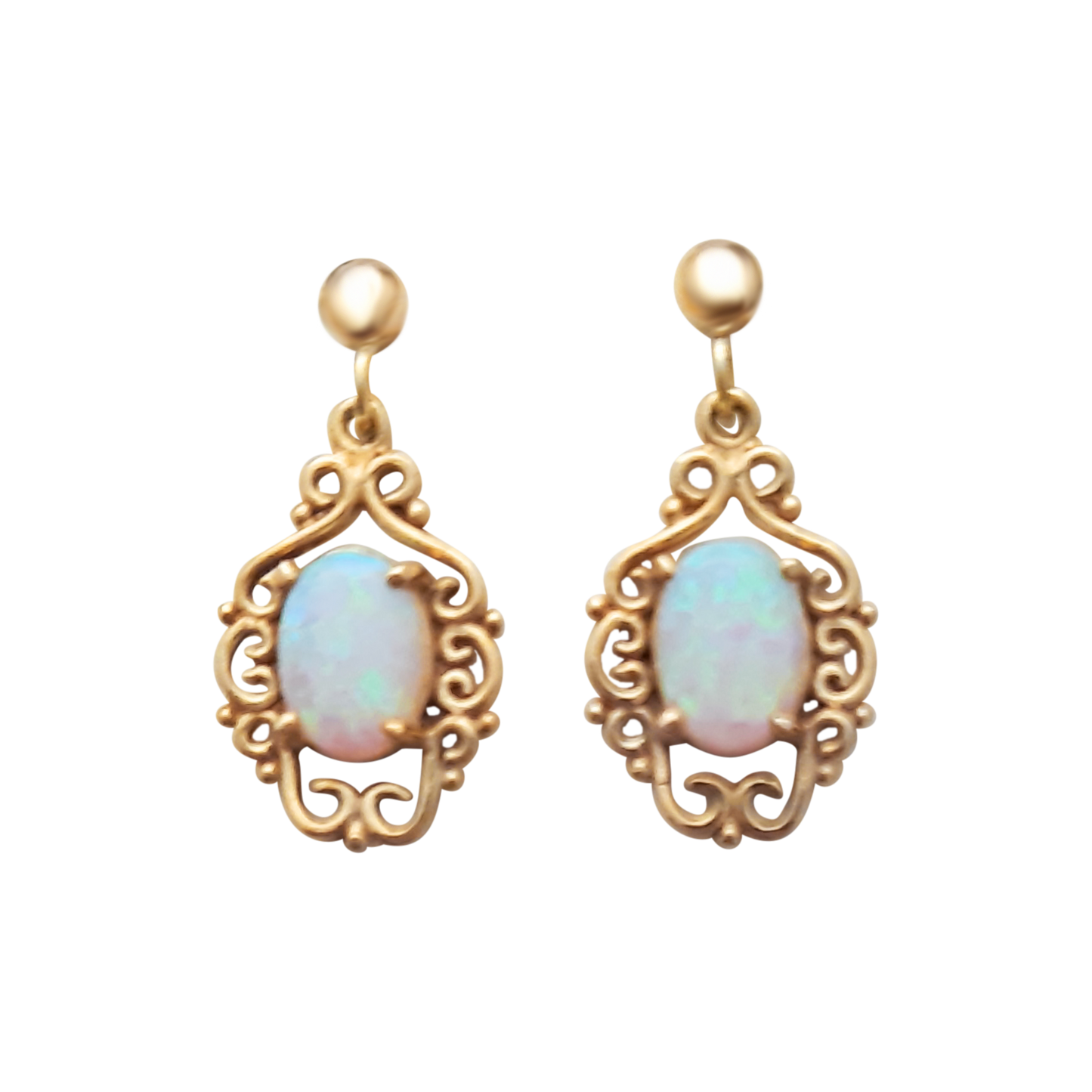 9ct Oval Opal Antique Ball Drops