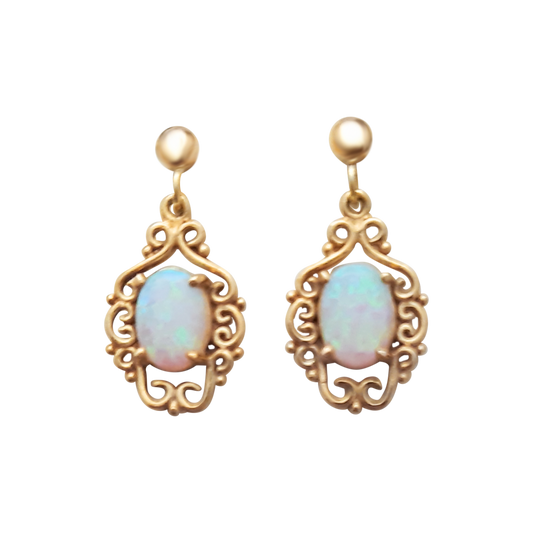 9ct Oval Opal Antique Ball Drops
