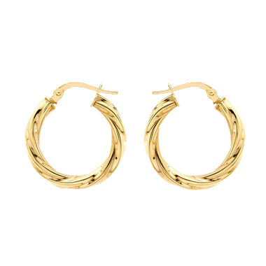 9ct 15mm Twist Tube Hoop