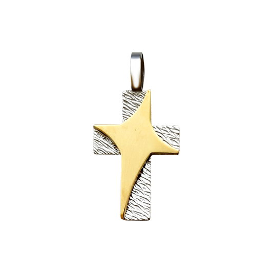 9ct 18mm Cross 2tone