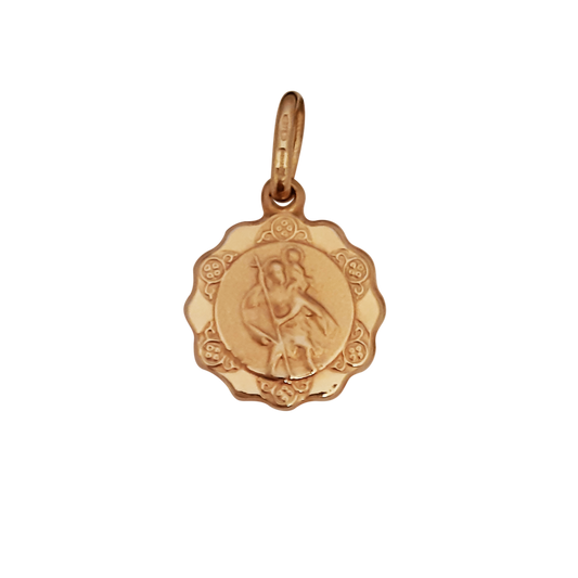 9ct 12mm St Chris Domed Wavy