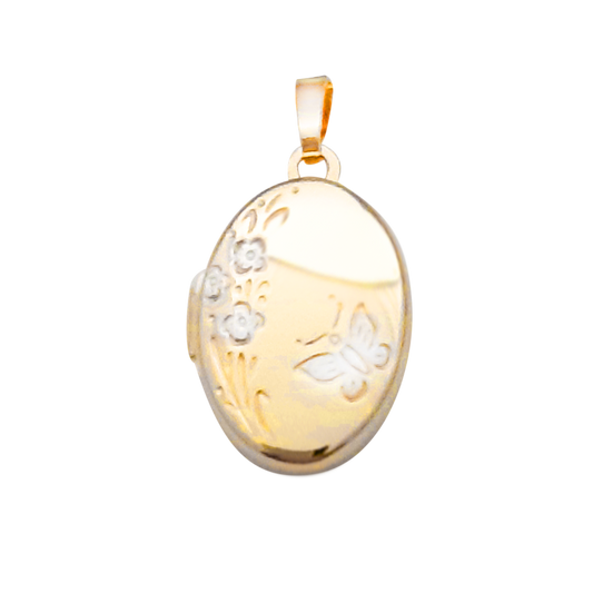 9ct 18mm Butterfly And Flowers