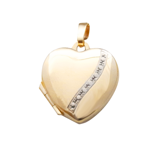 9ct 18mm Heart w/ Wave Of Rhodium