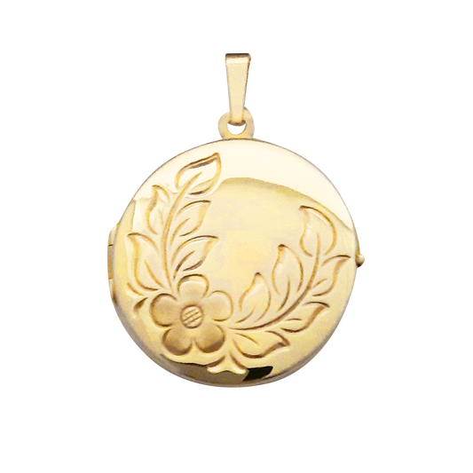 9ct 22mm Round 1 Rose w/ Leaves Full