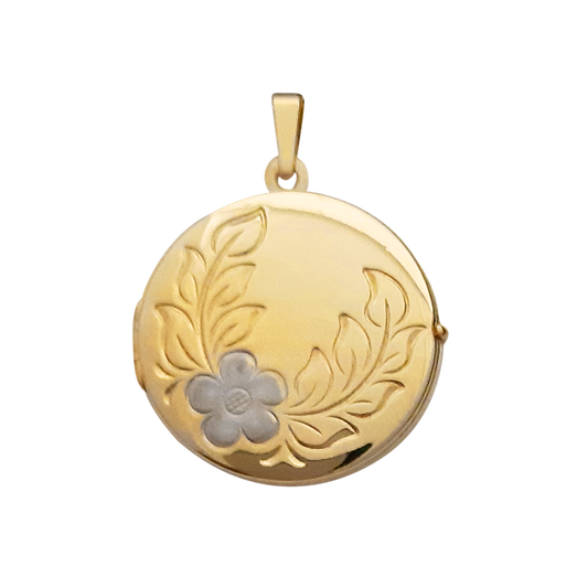 9ct 22mm Round Flower Leaves 2T