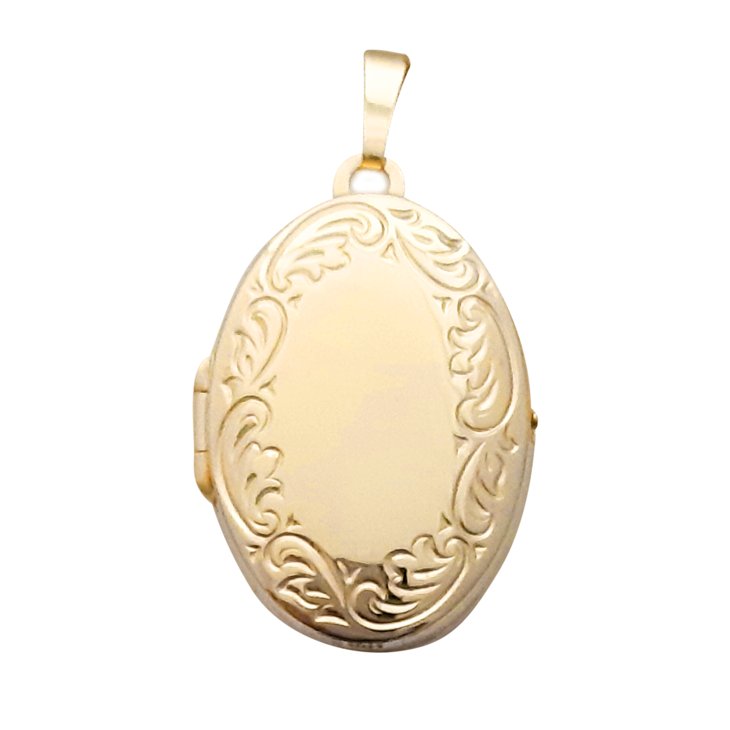 9ct 28mm Oval Family Border Engrvd