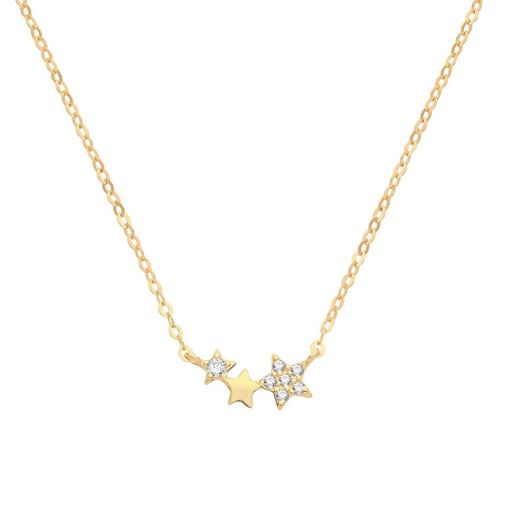 9ct 3 Stars CZ Necklace