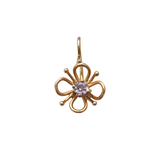9ct Pink Cz Open Flower