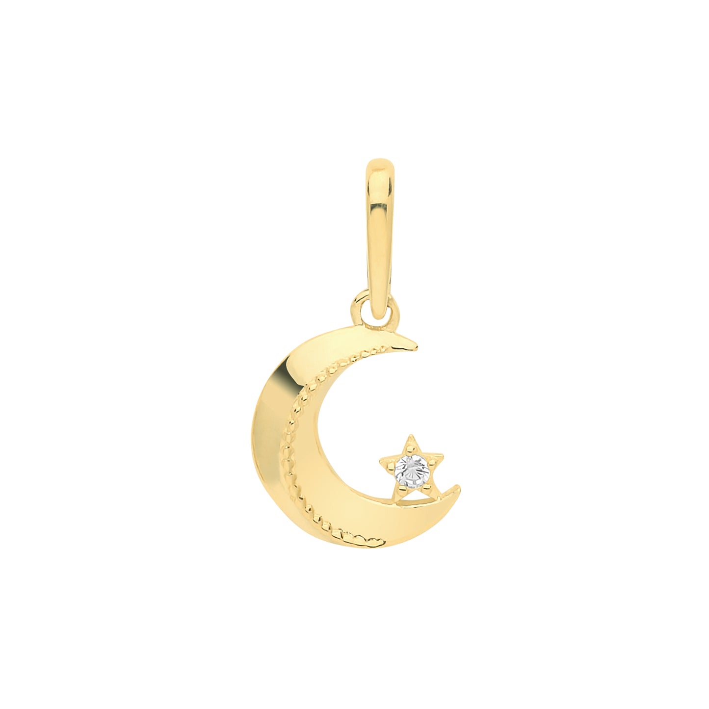 9ct Small Moon and Star CZ