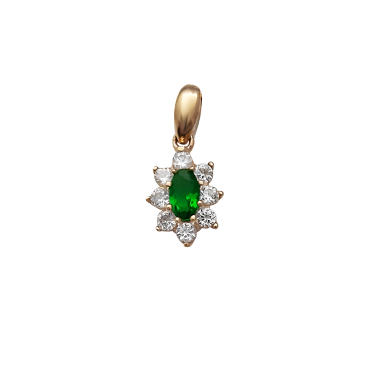 9ct Oval Clstr Green w/Clear Czs