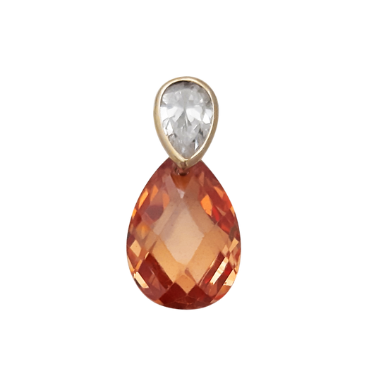 9ct Orange Cz Teardrop