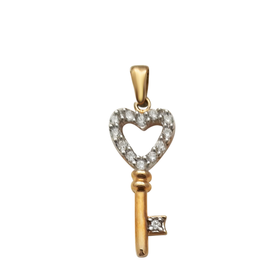 9ct Heart Key Cz