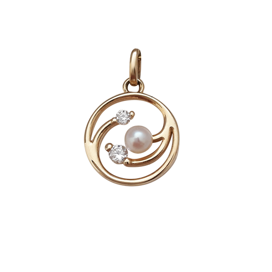 9ct Pearl CZ Circle