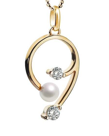 9ct Pearl CZ Loop