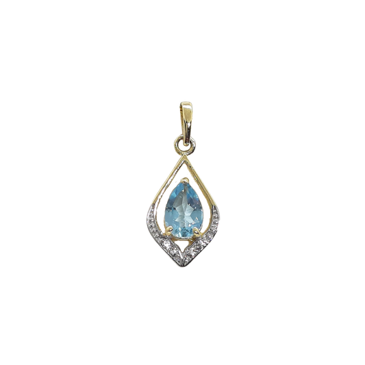 9ct Blue Topaz Pendant CZ