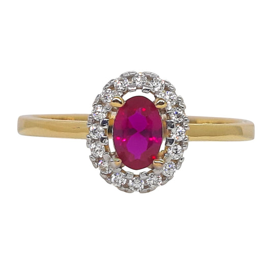 9ct Small Oval Cluster - Red