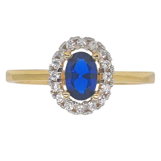 9ct Small Oval Cluster - Blue
