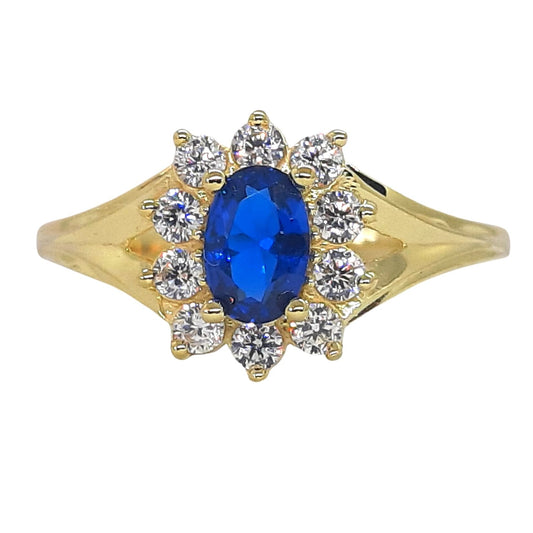 9ct Oval Cluster - Saph Blue