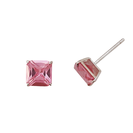 7mm Square Pink Cz