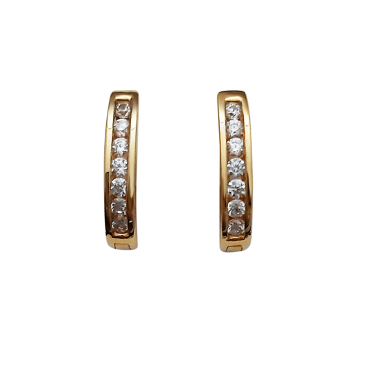 Hoop Huggy Yel Channel Cz 15mm
