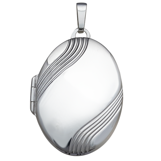 31mm Oval Wave Engraved Locket