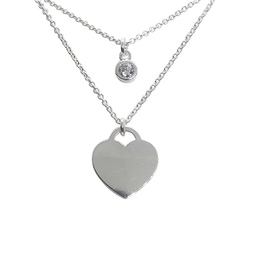 Double Necklace Heart CZ