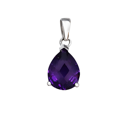 Checker Cut Pear Amythyst Purple Cz