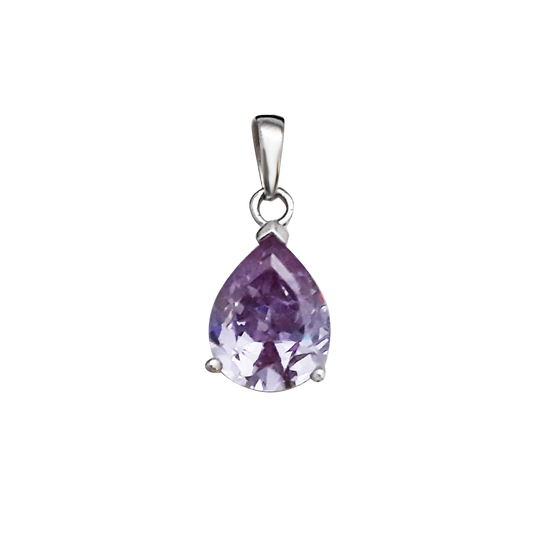 Checker Cut Pear Pale Lilac Cz