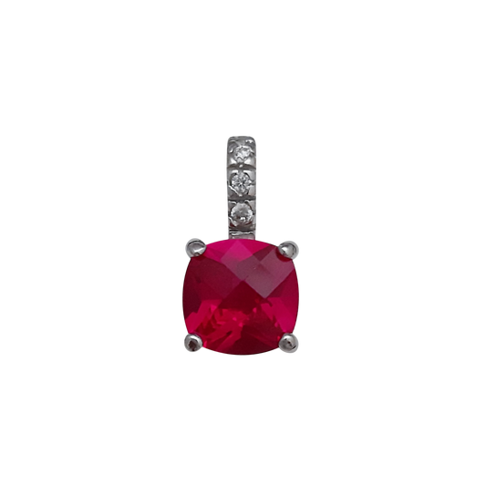 Red Cz Cushion w/  Cz