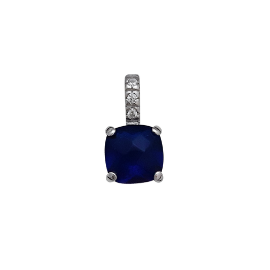 Blue Cz Cushion w/  Cz