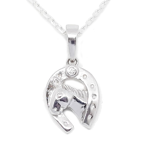 Horse Head In Horse Shoe Cz